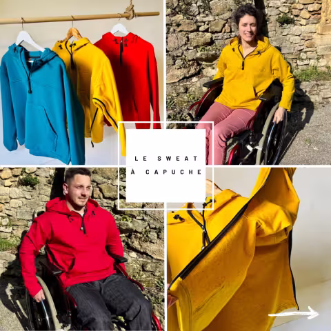 Sweats à capuche "facile à enfiler", zippés sur les côtés